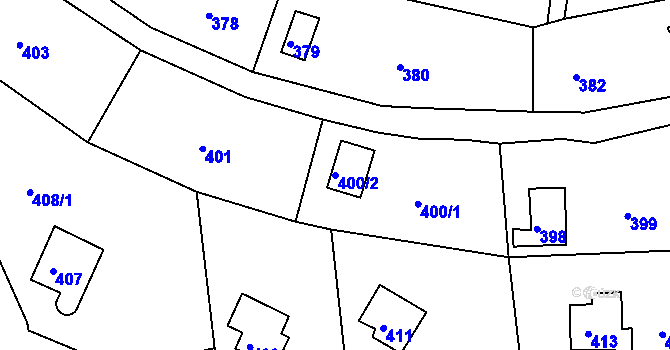 Parcela st. 400/2 v KÚ Plumlov, Katastrální mapa