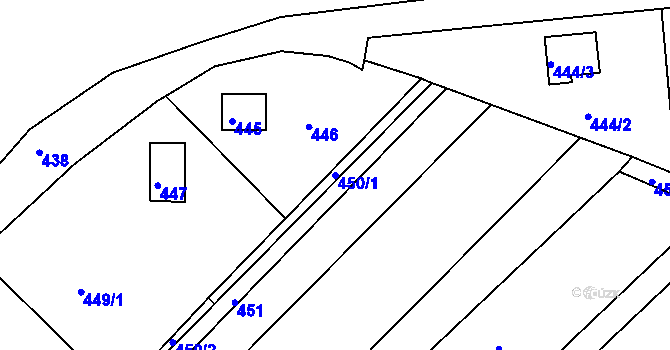 Parcela st. 450/1 v KÚ Plumlov, Katastrální mapa