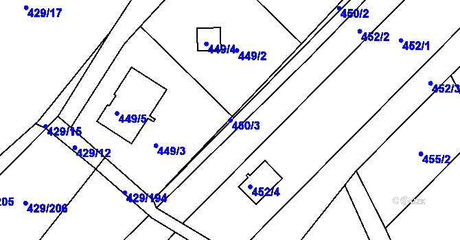Parcela st. 450/3 v KÚ Plumlov, Katastrální mapa