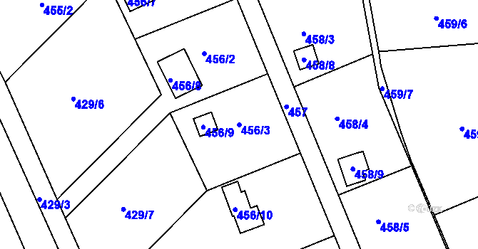 Parcela st. 456/3 v KÚ Plumlov, Katastrální mapa