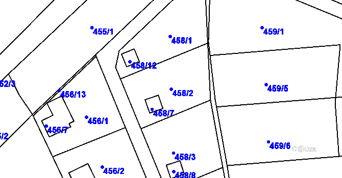 Parcela st. 458/2 v KÚ Plumlov, Katastrální mapa