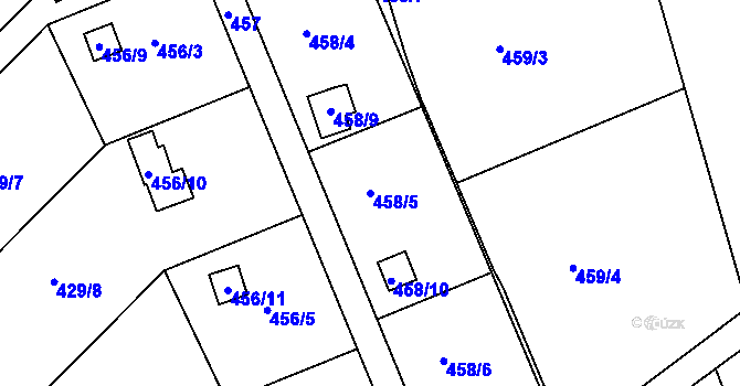 Parcela st. 458/5 v KÚ Plumlov, Katastrální mapa