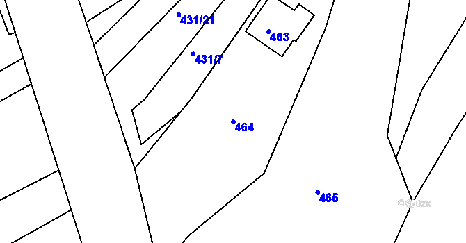 Parcela st. 464 v KÚ Plumlov, Katastrální mapa