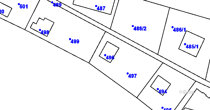 Parcela st. 496 v KÚ Plumlov, Katastrální mapa