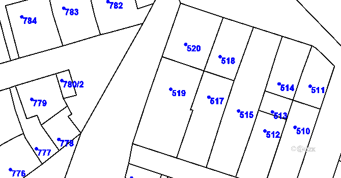 Parcela st. 519 v KÚ Plumlov, Katastrální mapa