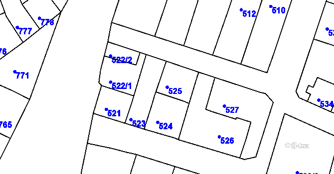 Parcela st. 525 v KÚ Plumlov, Katastrální mapa