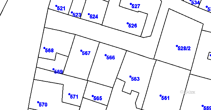 Parcela st. 566 v KÚ Plumlov, Katastrální mapa