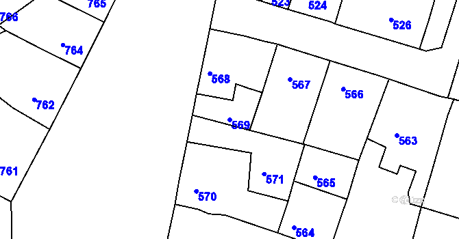 Parcela st. 569 v KÚ Plumlov, Katastrální mapa