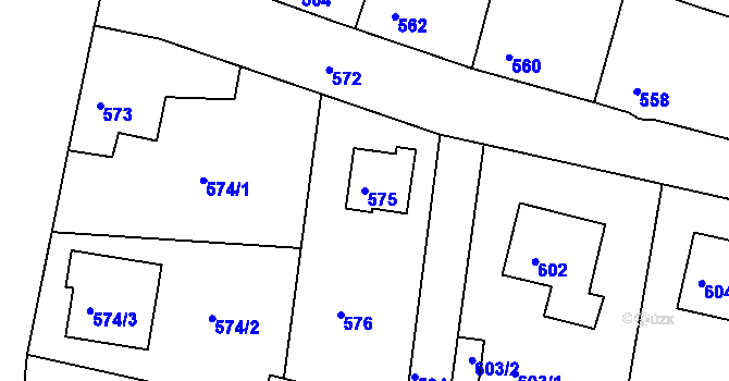 Parcela st. 575 v KÚ Plumlov, Katastrální mapa
