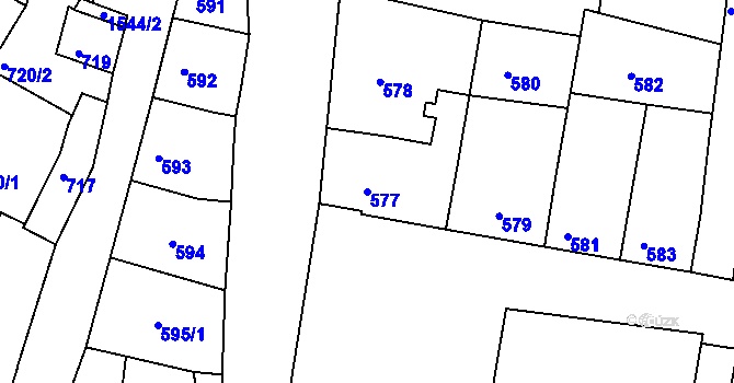 Parcela st. 577 v KÚ Plumlov, Katastrální mapa