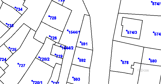 Parcela st. 591 v KÚ Plumlov, Katastrální mapa