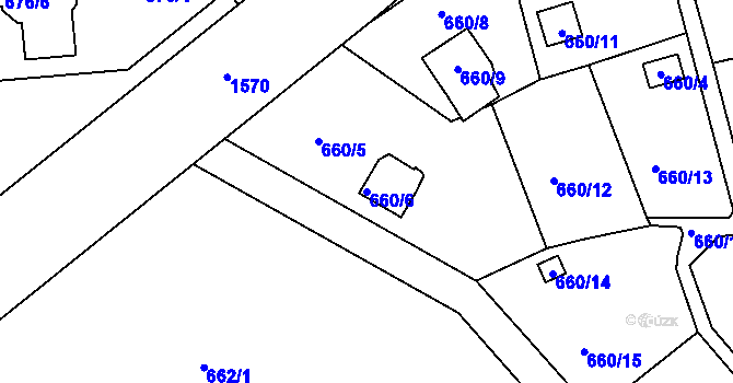 Parcela st. 660/6 v KÚ Plumlov, Katastrální mapa