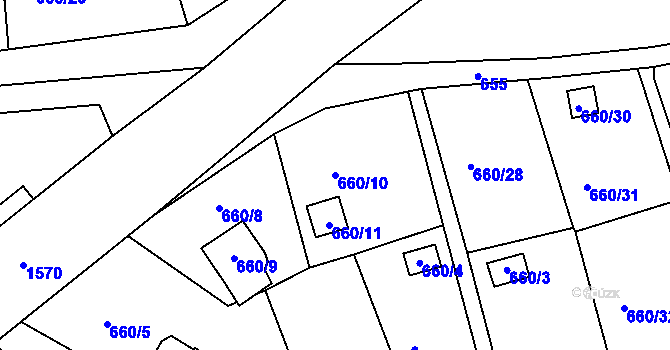 Parcela st. 660/10 v KÚ Plumlov, Katastrální mapa
