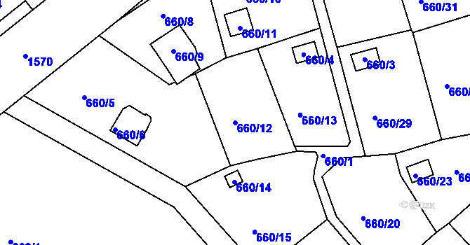 Parcela st. 660/12 v KÚ Plumlov, Katastrální mapa