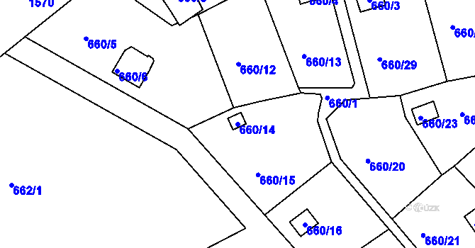 Parcela st. 660/14 v KÚ Plumlov, Katastrální mapa
