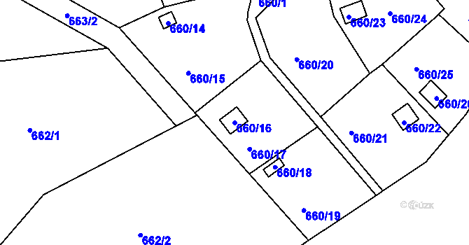 Parcela st. 660/16 v KÚ Plumlov, Katastrální mapa