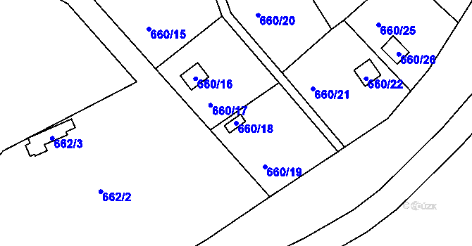 Parcela st. 660/18 v KÚ Plumlov, Katastrální mapa