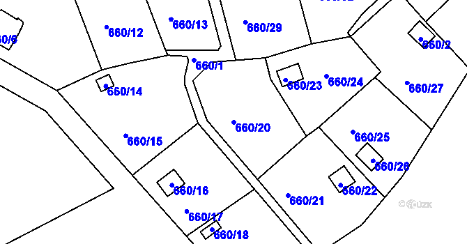 Parcela st. 660/20 v KÚ Plumlov, Katastrální mapa