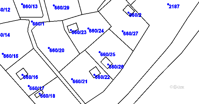 Parcela st. 660/25 v KÚ Plumlov, Katastrální mapa