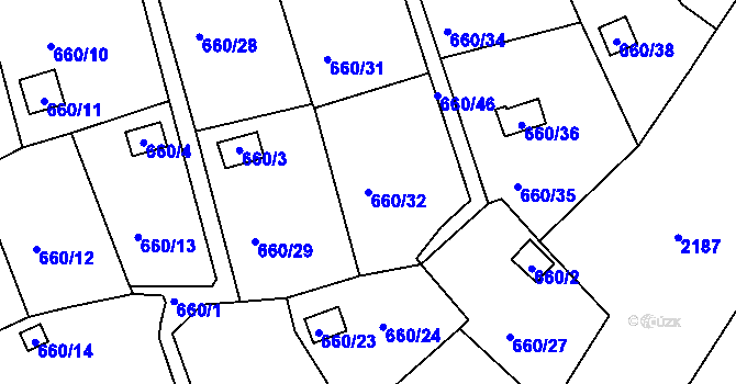 Parcela st. 660/32 v KÚ Plumlov, Katastrální mapa