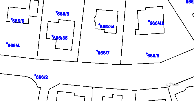 Parcela st. 666/7 v KÚ Plumlov, Katastrální mapa