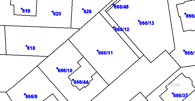 Parcela st. 666/11 v KÚ Plumlov, Katastrální mapa