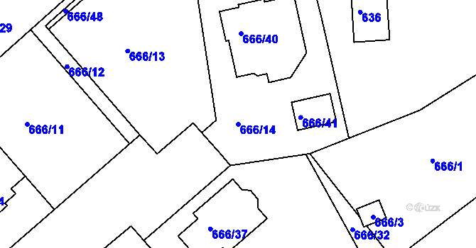 Parcela st. 666/14 v KÚ Plumlov, Katastrální mapa