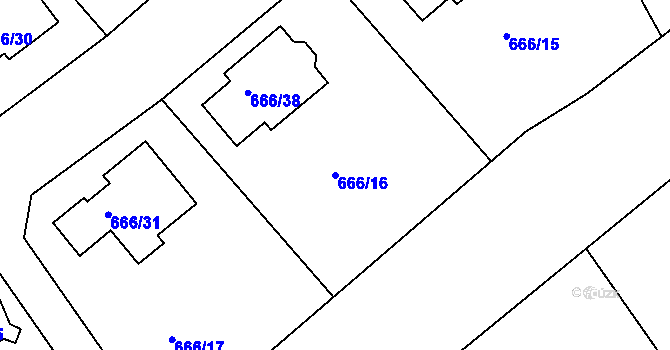 Parcela st. 666/16 v KÚ Plumlov, Katastrální mapa