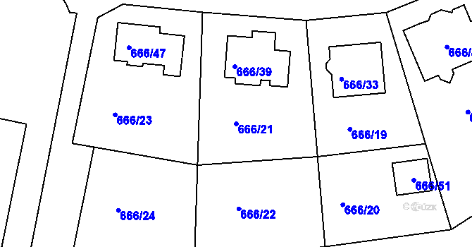 Parcela st. 666/21 v KÚ Plumlov, Katastrální mapa