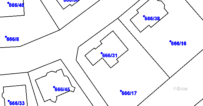 Parcela st. 666/31 v KÚ Plumlov, Katastrální mapa