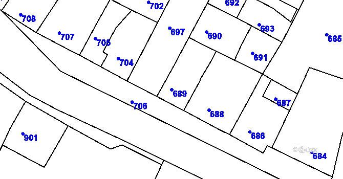 Parcela st. 689 v KÚ Plumlov, Katastrální mapa