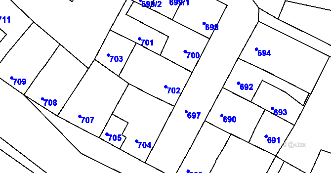 Parcela st. 702 v KÚ Plumlov, Katastrální mapa