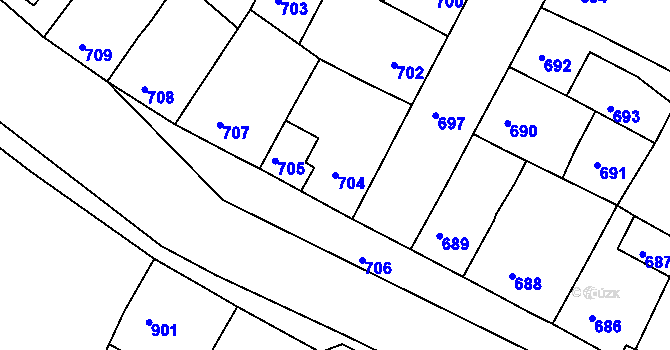 Parcela st. 704 v KÚ Plumlov, Katastrální mapa