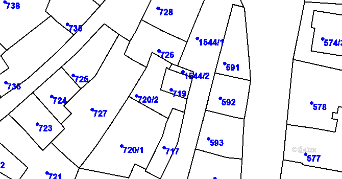 Parcela st. 719 v KÚ Plumlov, Katastrální mapa