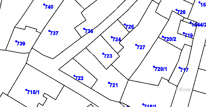 Parcela st. 723 v KÚ Plumlov, Katastrální mapa