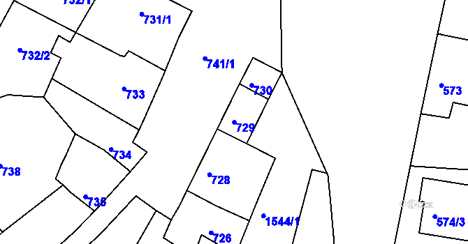 Parcela st. 729 v KÚ Plumlov, Katastrální mapa