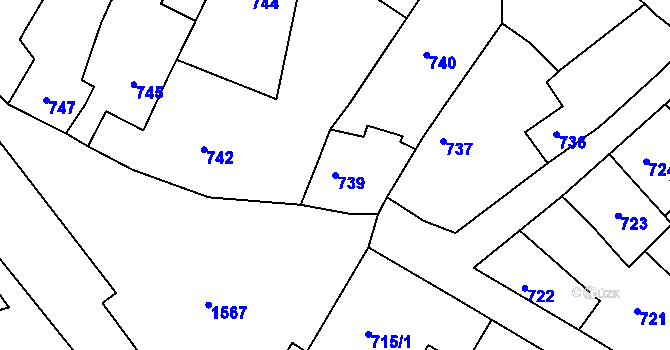 Parcela st. 739 v KÚ Plumlov, Katastrální mapa