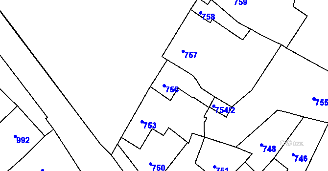 Parcela st. 756 v KÚ Plumlov, Katastrální mapa
