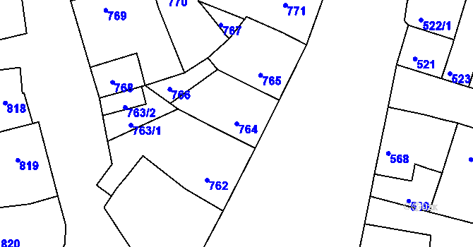 Parcela st. 764 v KÚ Plumlov, Katastrální mapa
