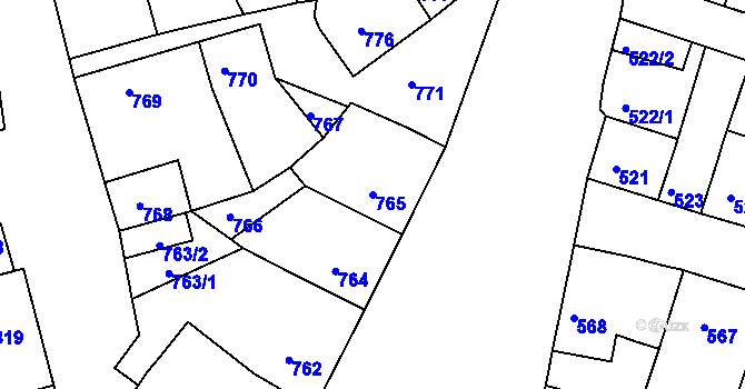 Parcela st. 765 v KÚ Plumlov, Katastrální mapa