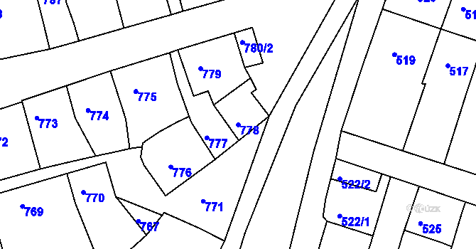 Parcela st. 778 v KÚ Plumlov, Katastrální mapa