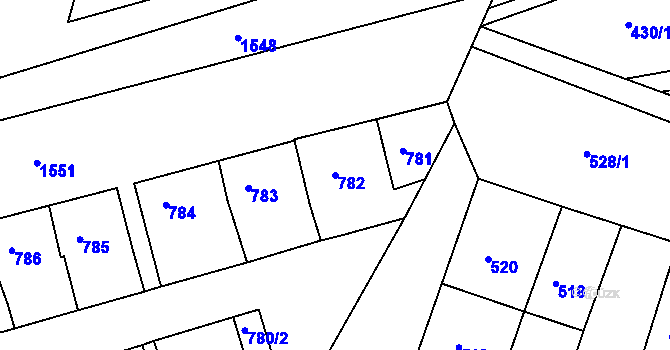 Parcela st. 782 v KÚ Plumlov, Katastrální mapa