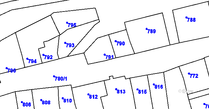 Parcela st. 791 v KÚ Plumlov, Katastrální mapa