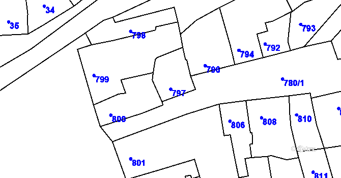 Parcela st. 797 v KÚ Plumlov, Katastrální mapa