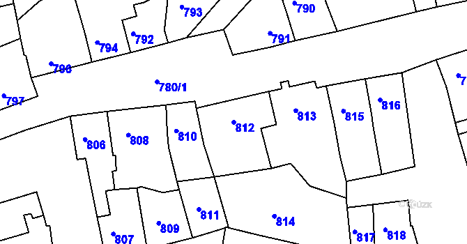 Parcela st. 812 v KÚ Plumlov, Katastrální mapa