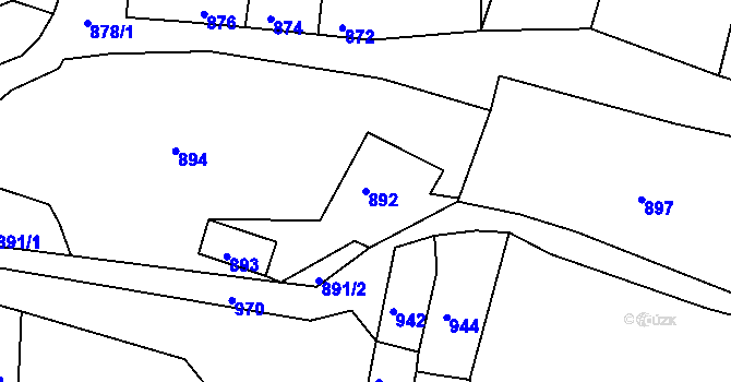 Parcela st. 892 v KÚ Plumlov, Katastrální mapa