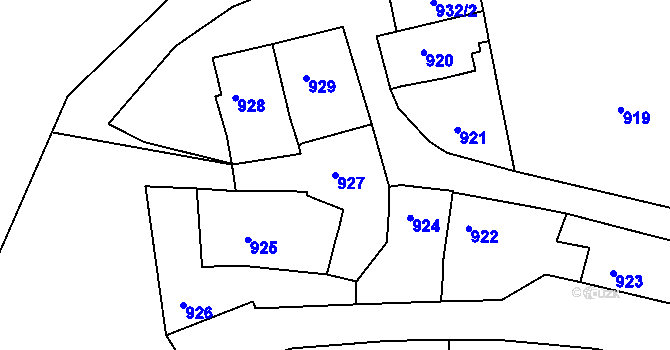 Parcela st. 927 v KÚ Plumlov, Katastrální mapa