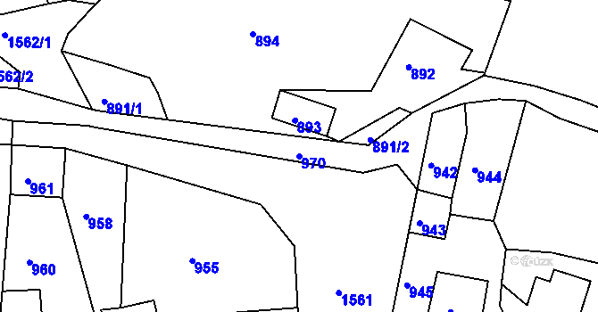 Parcela st. 970 v KÚ Plumlov, Katastrální mapa