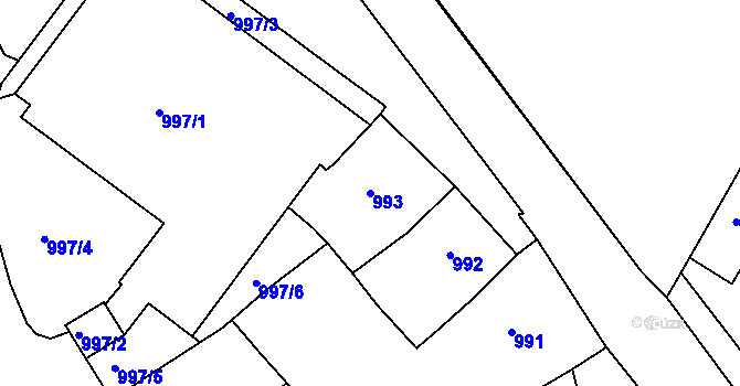 Parcela st. 993 v KÚ Plumlov, Katastrální mapa