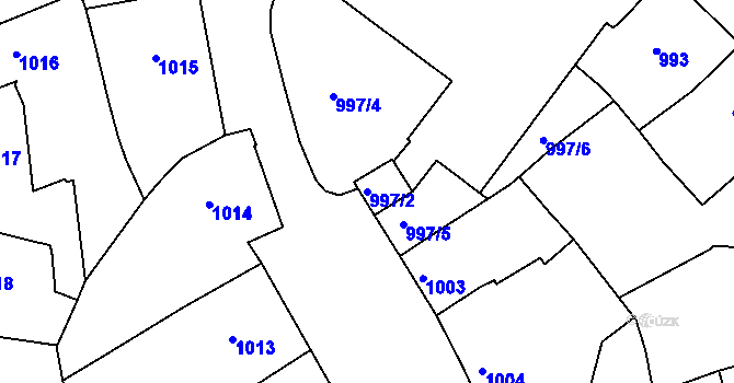 Parcela st. 997/2 v KÚ Plumlov, Katastrální mapa